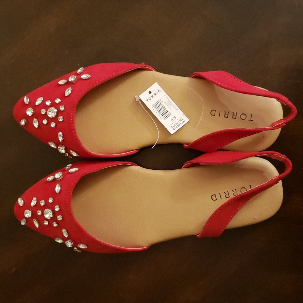 Torrid size 8.5 Red Jeweled Sandals